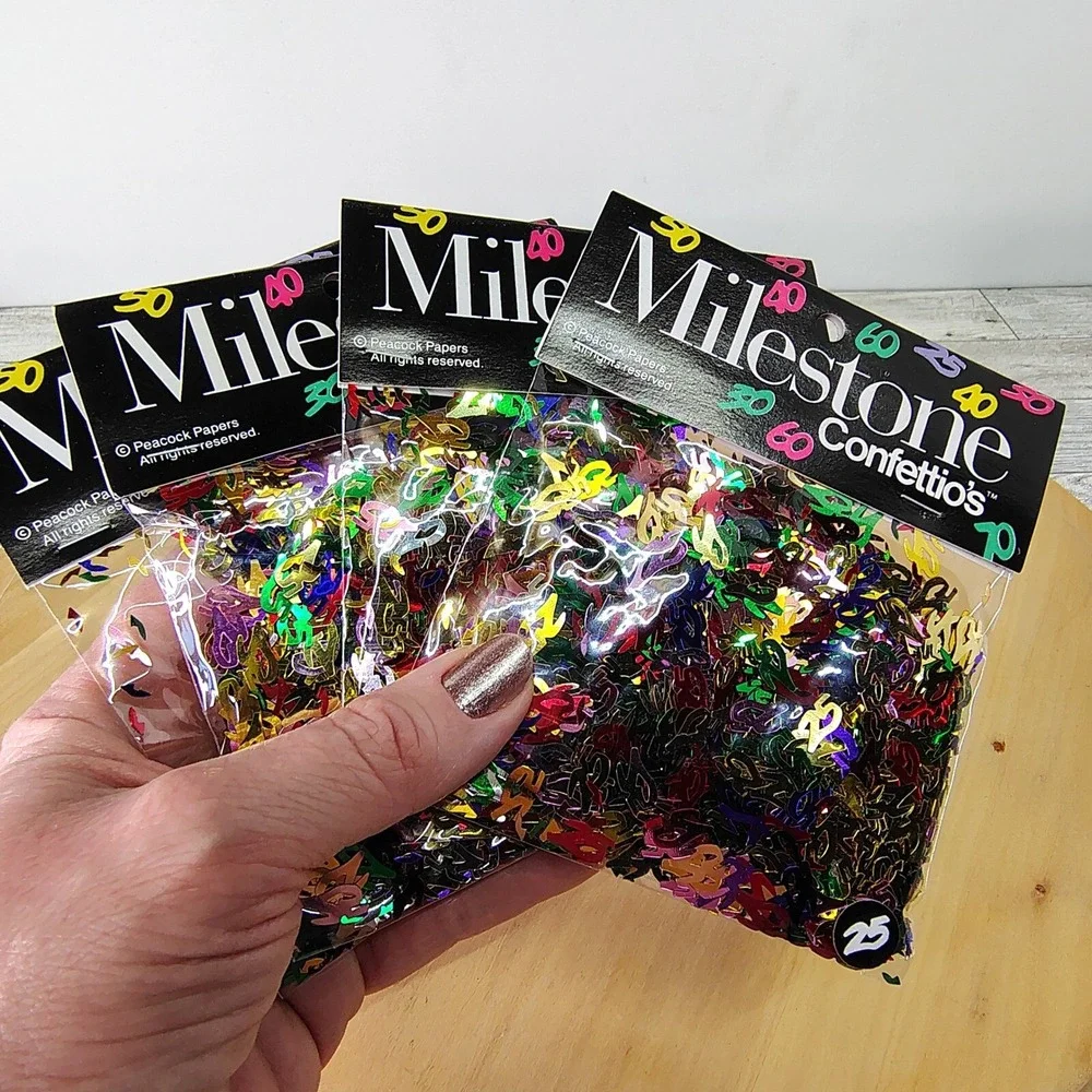 Year 25 Confetti (4‎ pkgs) Milestone Confettios Party Decorations Table Scatter